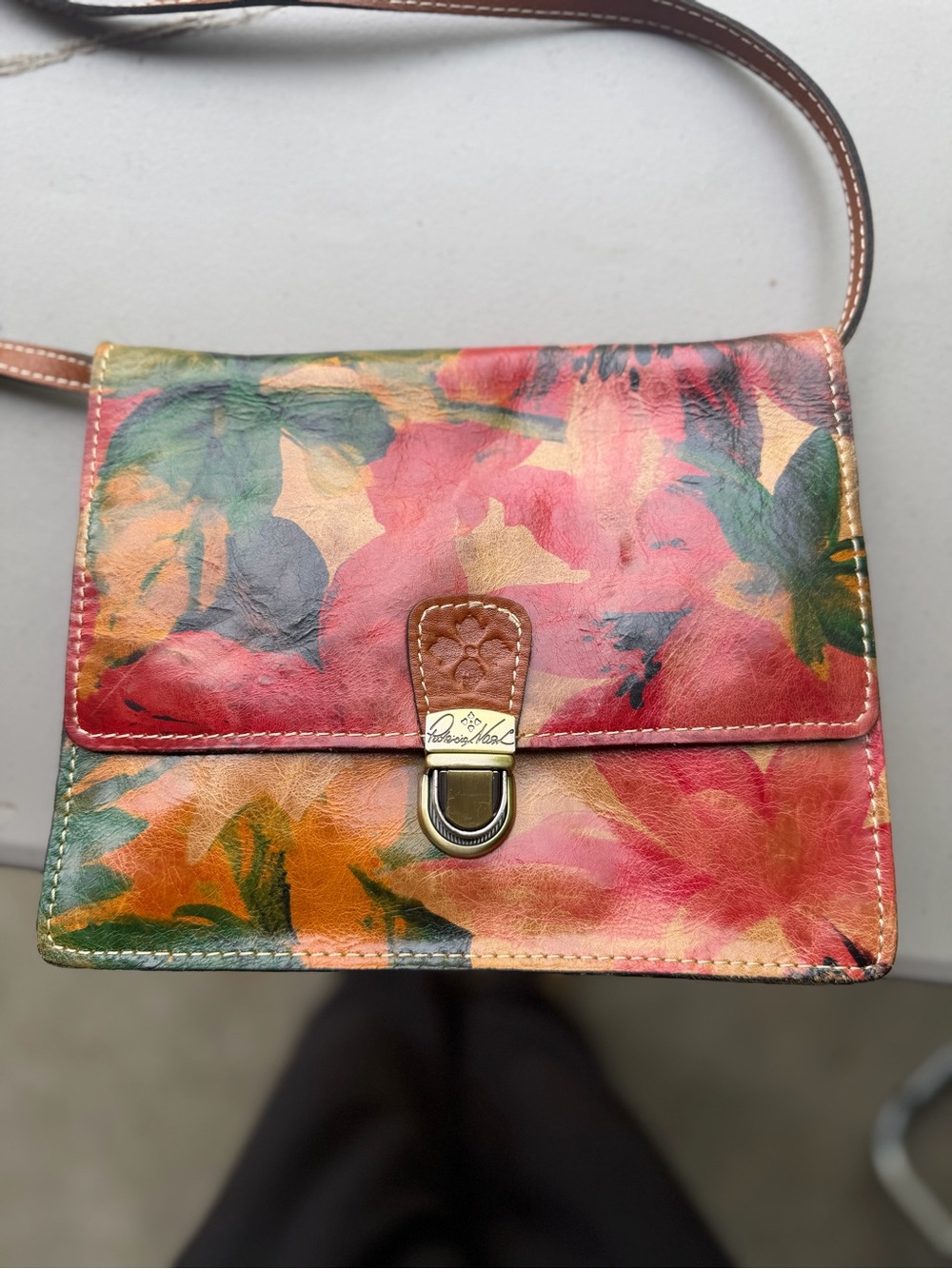 Patricia Nash hand painted watercolor leather cross body bag